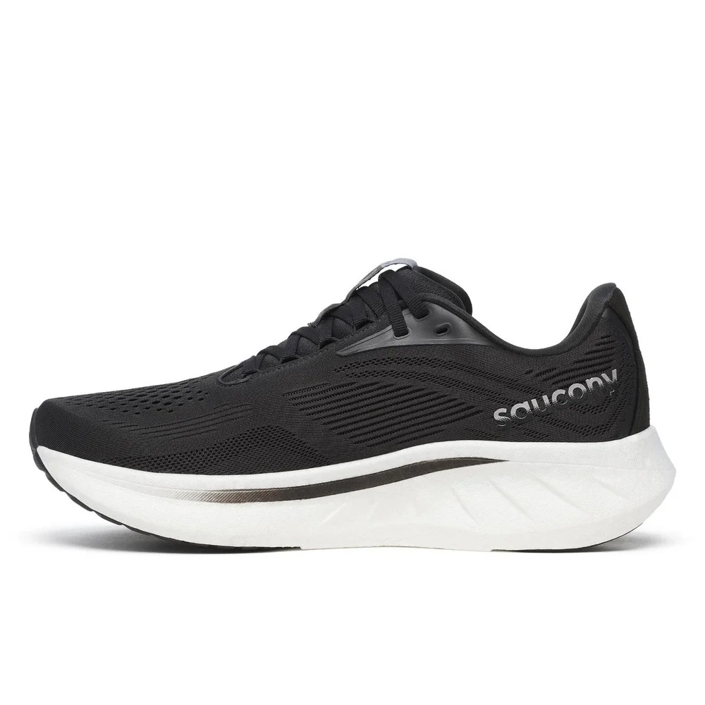 Men's Size 10.5- Saucony Ride 18 Black White Running Shoes Sneakers S21000-100
